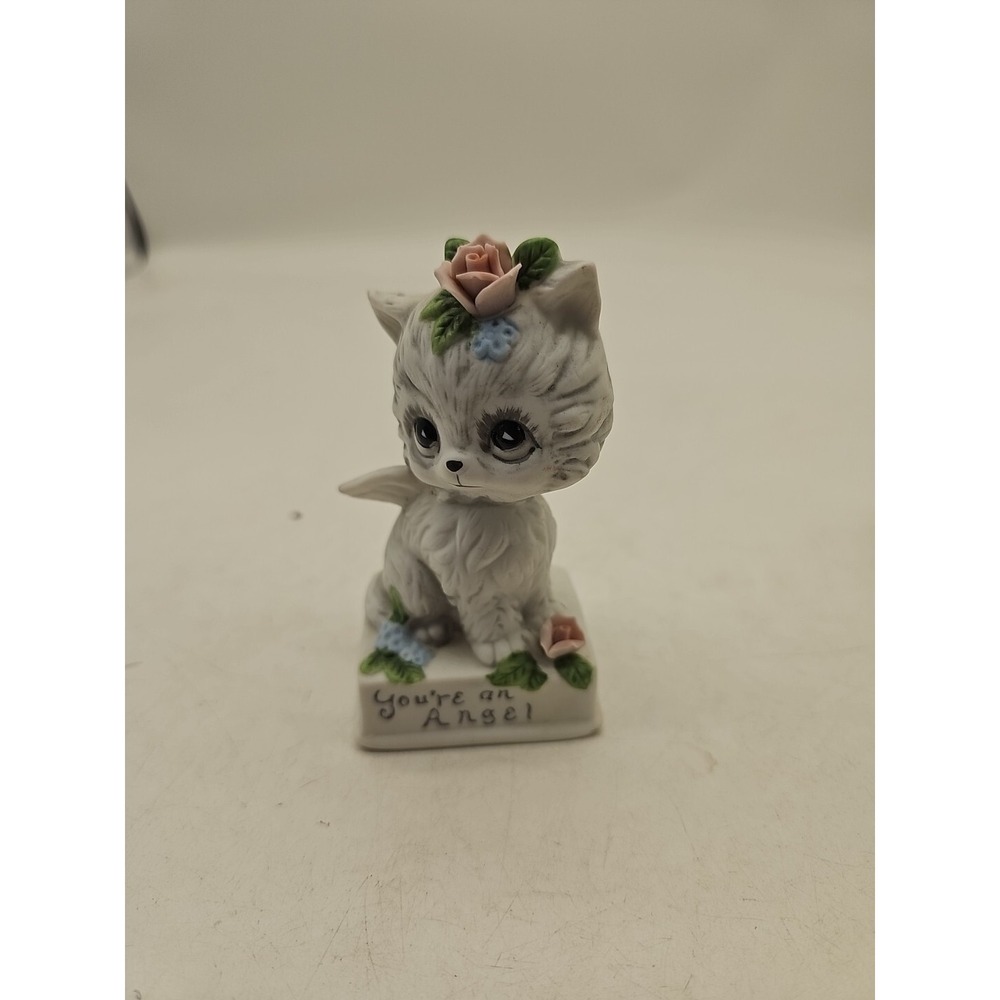 Vintage Josef Originals Bisque‎ CAT Angel Figurine "You're An Angel"